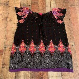 Sunny Leigh womens lightweight paisley print short sleeve top -M